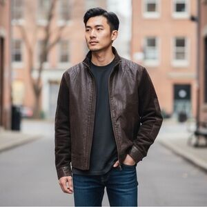 VINTAGE PHASE TWO Men’s Leather Corduroy Jacket Brown M/L